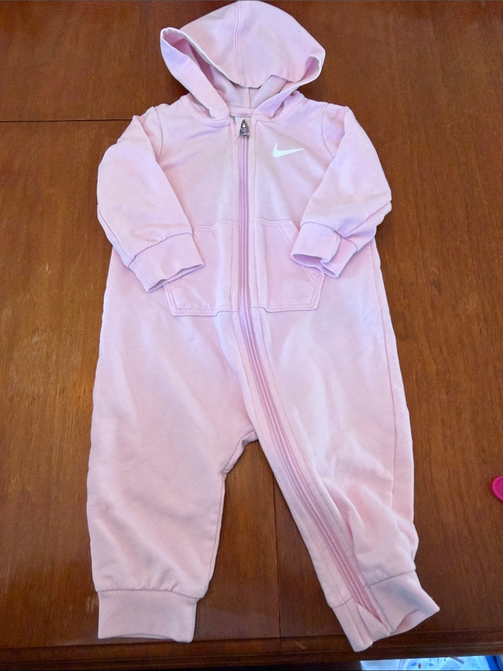 🫐3/$30 Nike Light Pink Hooded Zip Romper size 9m